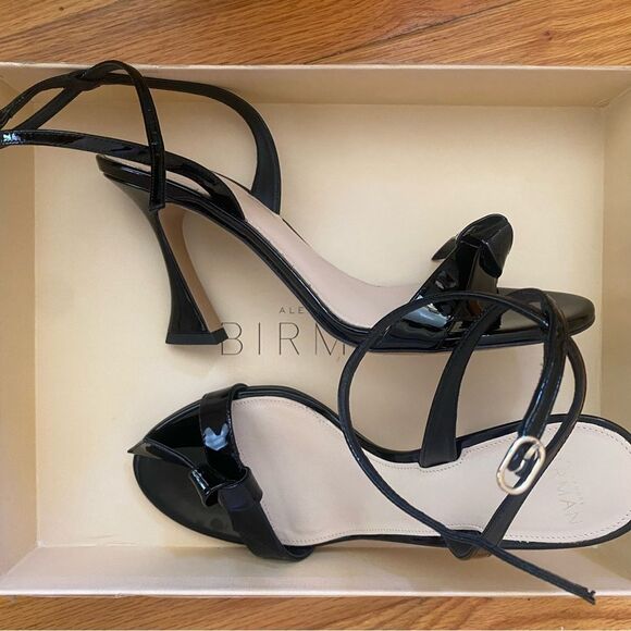 ALEXANDRE BIRMAN CLARITA BELL 85 PATENT SANDALs Black Heels bow shoes Revolve 8 - Picture 7 of 15